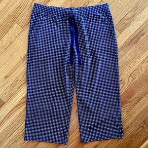 Lands' End Navy & White Plaid Capri Pajama Pants (L) Like New